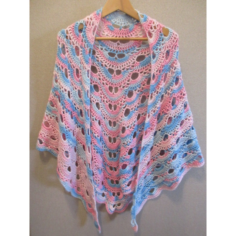 Multicolor Crochet Fairycore Shawl Handmade Pastel Artisan Boho OS